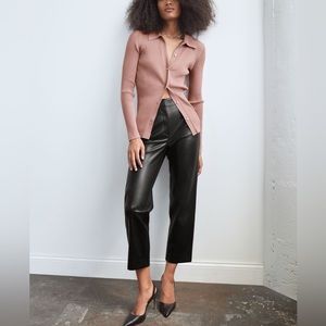 Babaton Aritzia Command Cropped PantHigh rise Vegan Leather pants black size 6